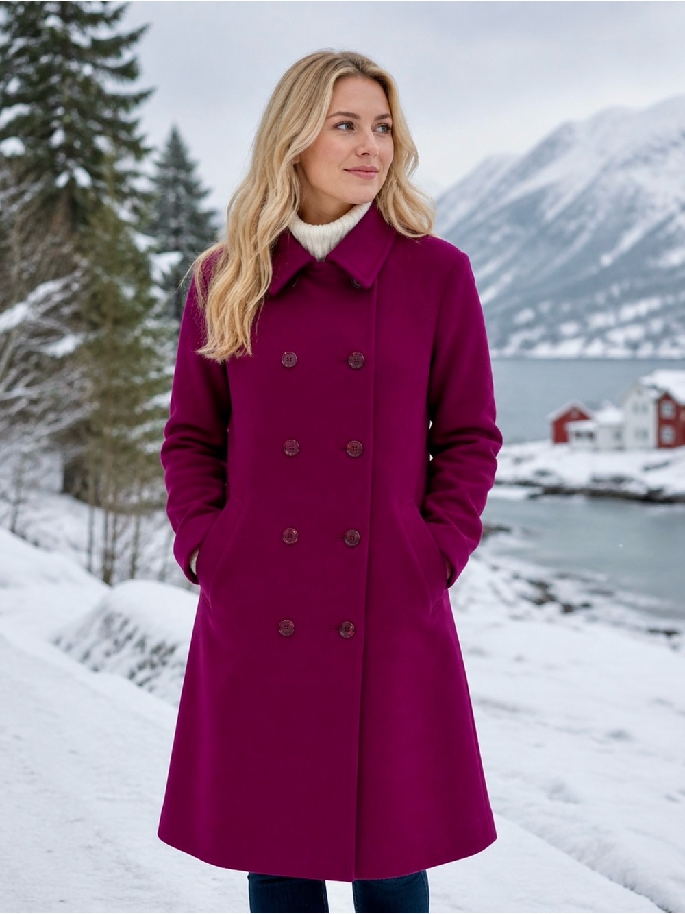 Paul Levy 100% WOOL Double Breasted Long Button Up Coat Jacket